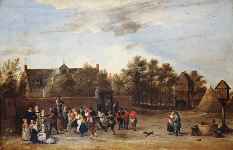 Campesinos bailando frente a una casa de campo - David Teniers el Joven