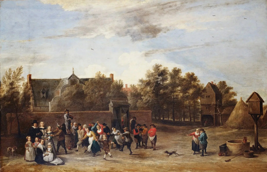 Campesinos bailando frente a una casa de campo - David Teniers el Joven