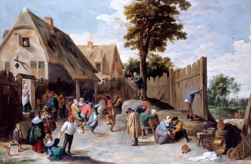 Campesinos bailando frente a una taberna - David Teniers el Joven
