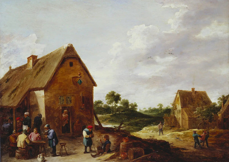 Campesinos frente a una posada de campo - David Teniers el Joven