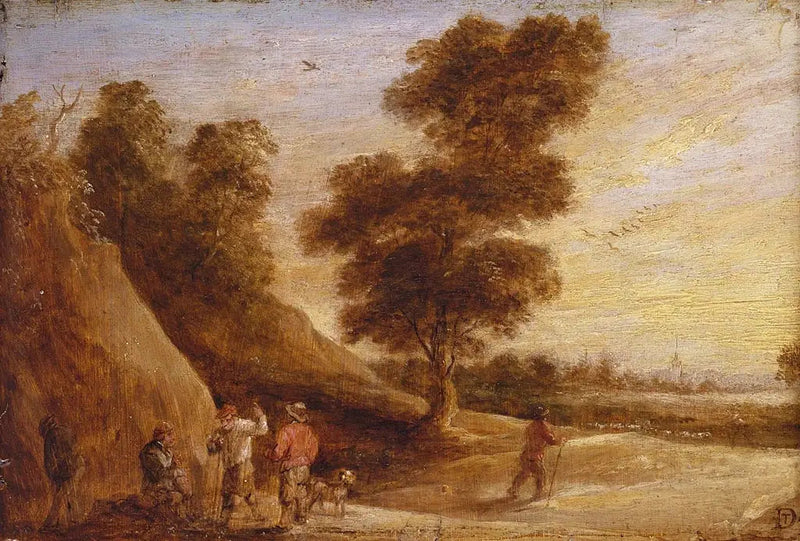 Campesinos discutiendo en un paisaje - David Teniers el Joven