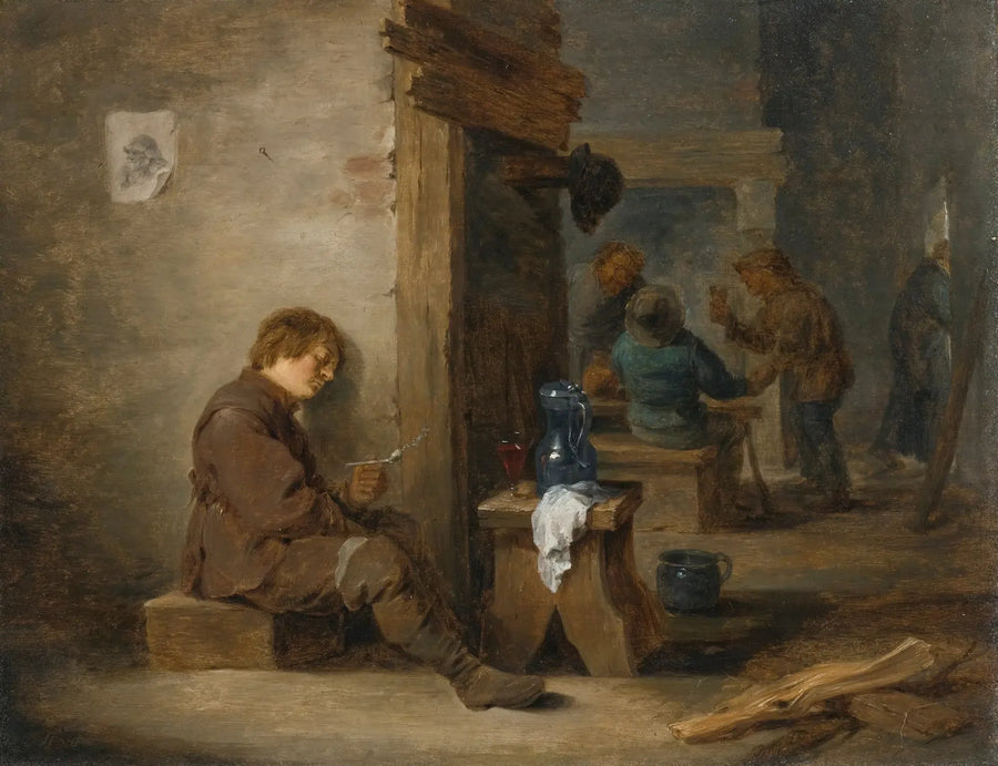 Campesinos fumando y bebiendo - David Teniers el Joven