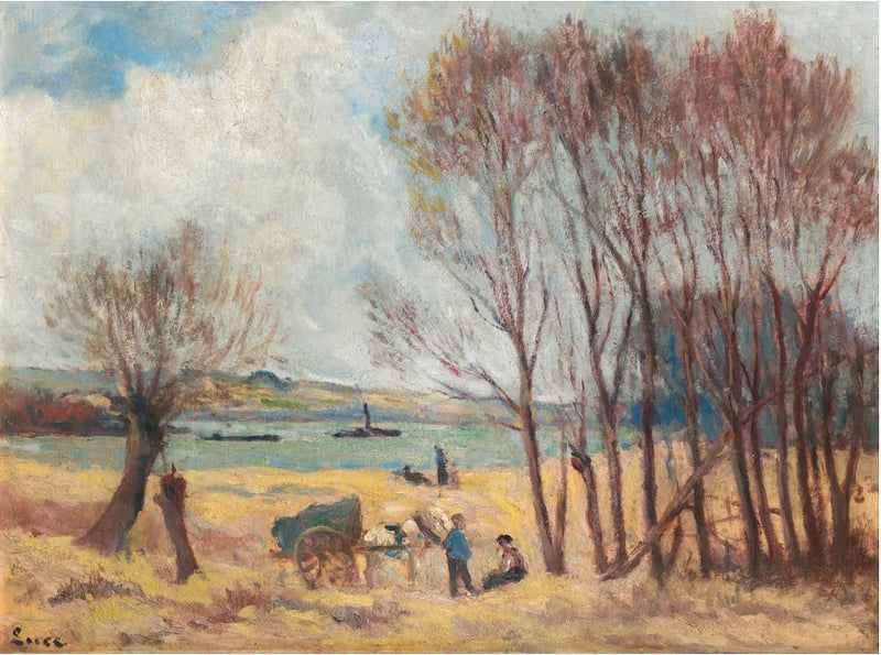 Campesinos cerca del Sena, alrededores de Rolleboise - Maximilien Luce