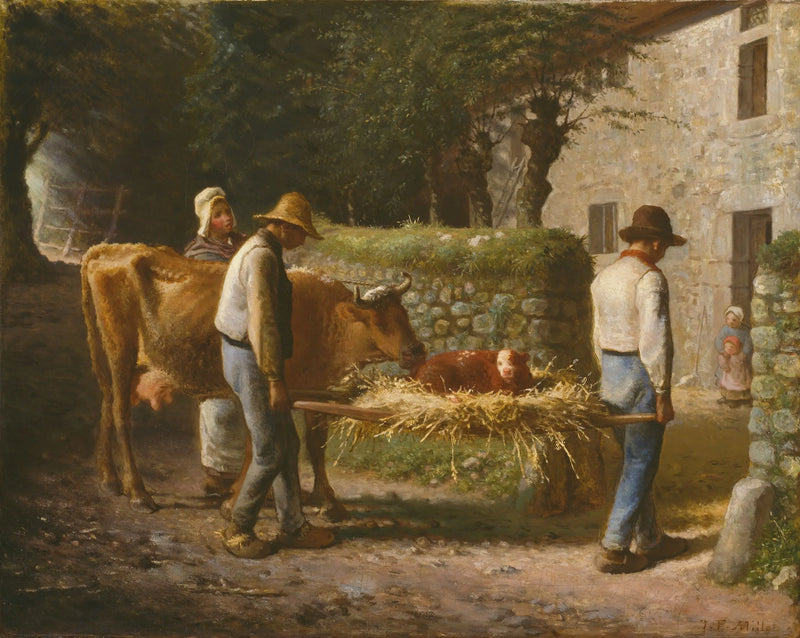 Campesinos llevan a casa un ternero nacido en los campos - Jean-François Millet