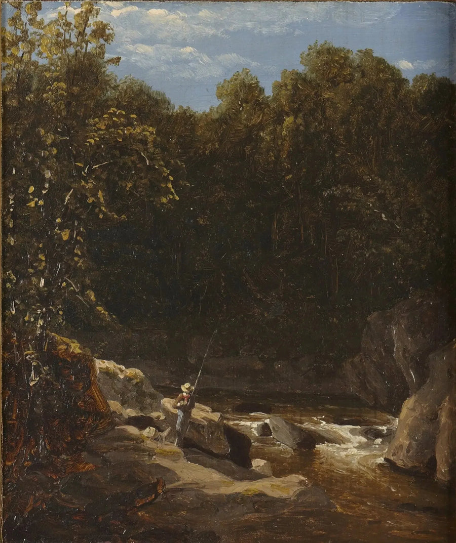 Pesca en un arroyo de montaña - Sanford Robinson Gifford