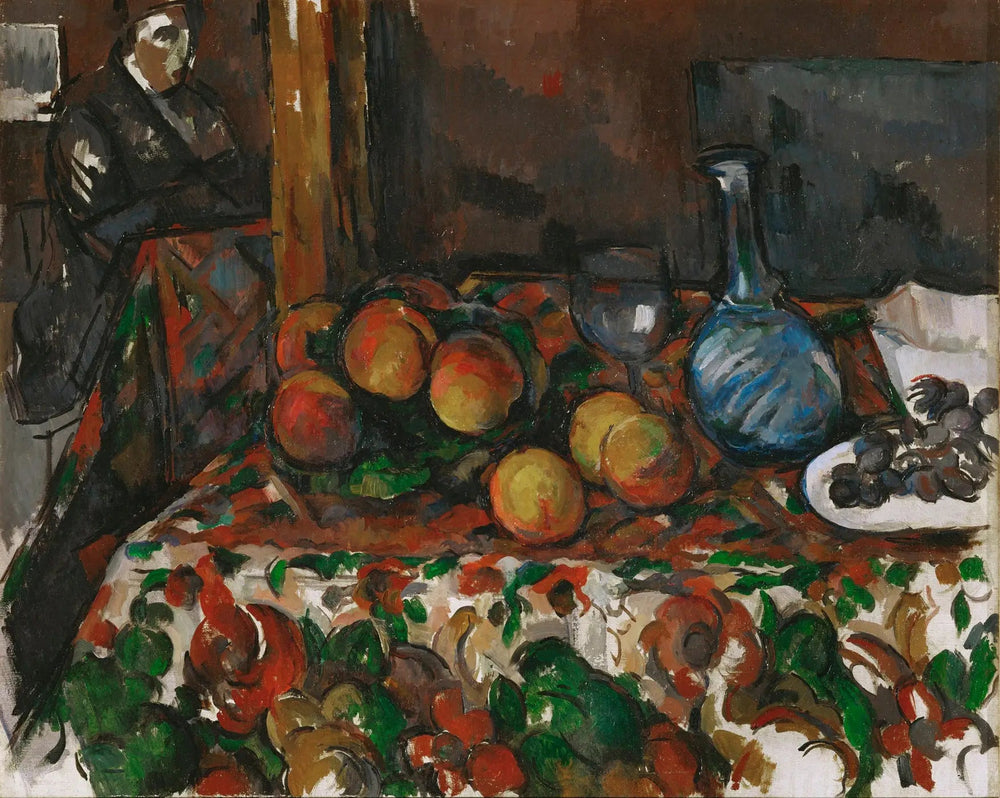 Pêches, carafe et personnage - Paul Cézanne image 1 reproduction artisanale de tableau