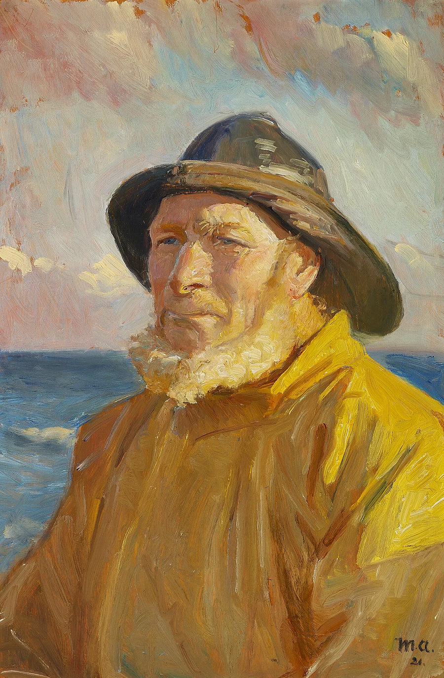 Pescador con impermeable y gabardina. -Michael Peter Ancher