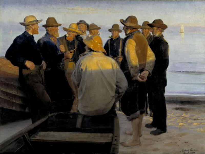 Pescadores junto al mar en una tarde de verano - Michael Peter Ancher