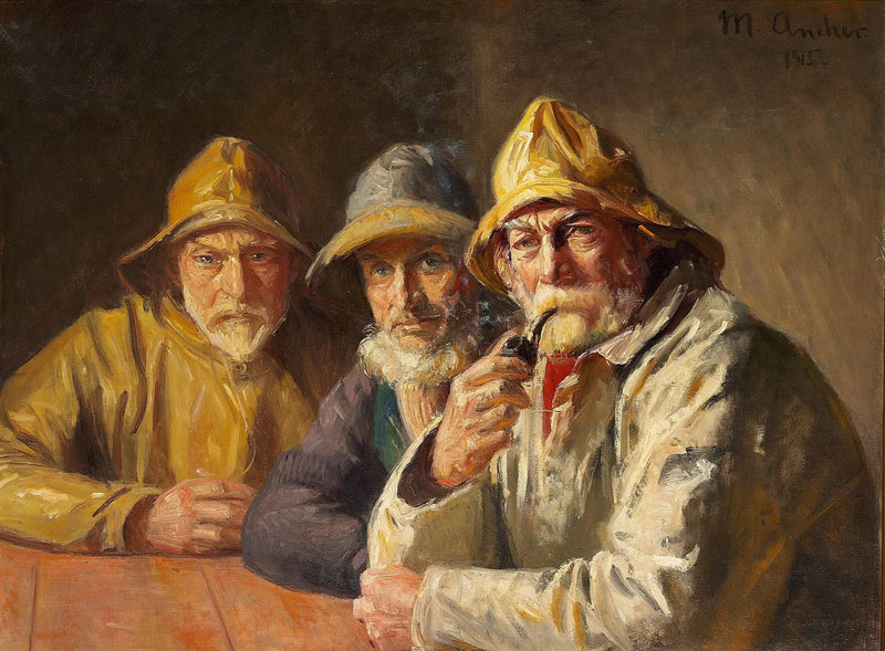 Pescadores en la tienda de comestibles de Bründum. - Michael Peter Ancher