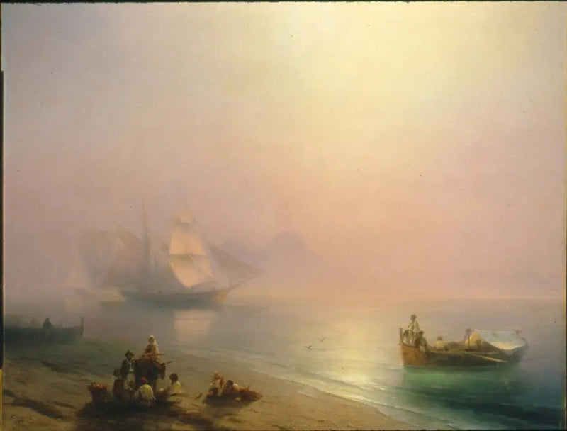 Pescadores y sus familias en la orilla de la bahía de Nápoles - Ivan Aïvazovski
