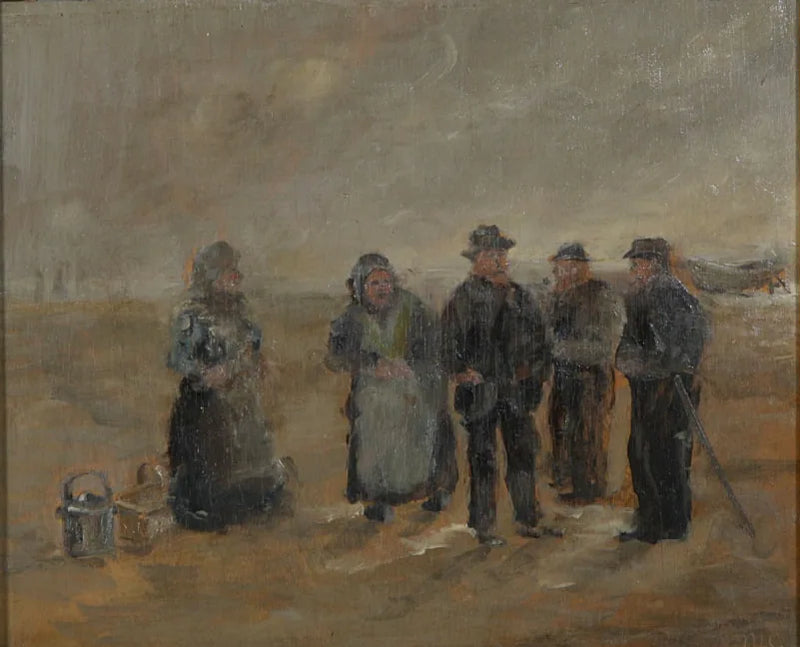 Pescadores y pescadores en la playa. -Michael Peter Ancher