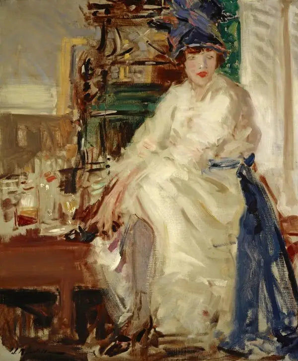 Peggy en azul y blanco - Francis Cadell