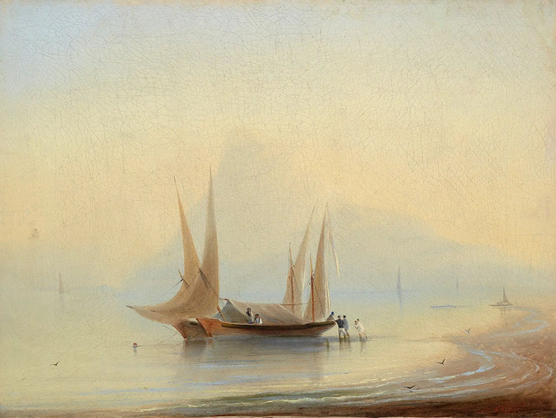 Bote en la orilla del mar - Iván Aivazovski