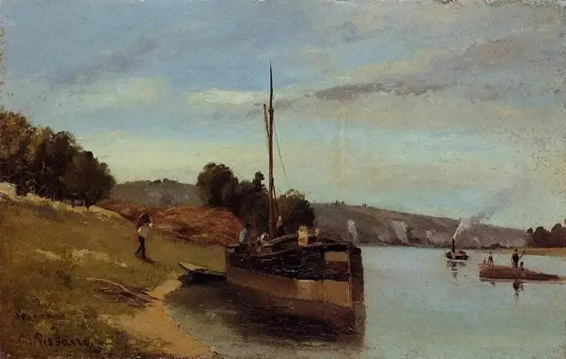 Péniches en La Roche-Guyon Argenteuil, Fiesta de feria - Camille Pissarro