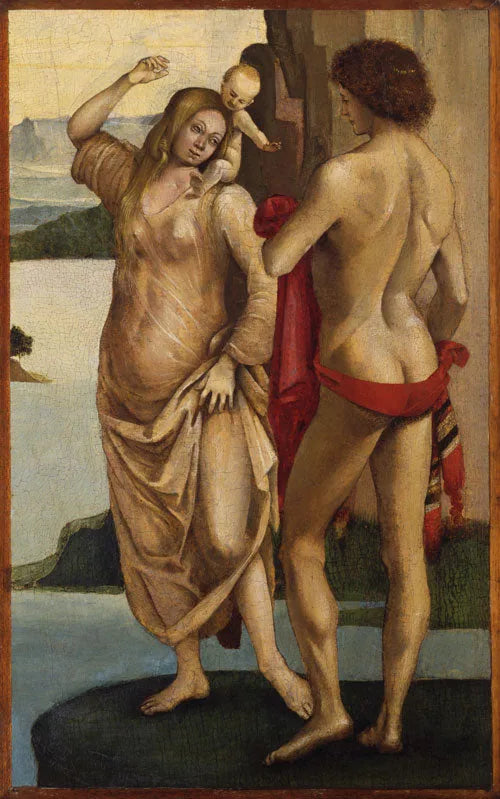 Personajes en un paisaje: Hombre, Mujer y Niño - Luca Signorelli
