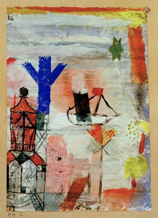 Petit bateau à vapeur - Paul klee - Reproductions de tableaux et peintures haut de gamme