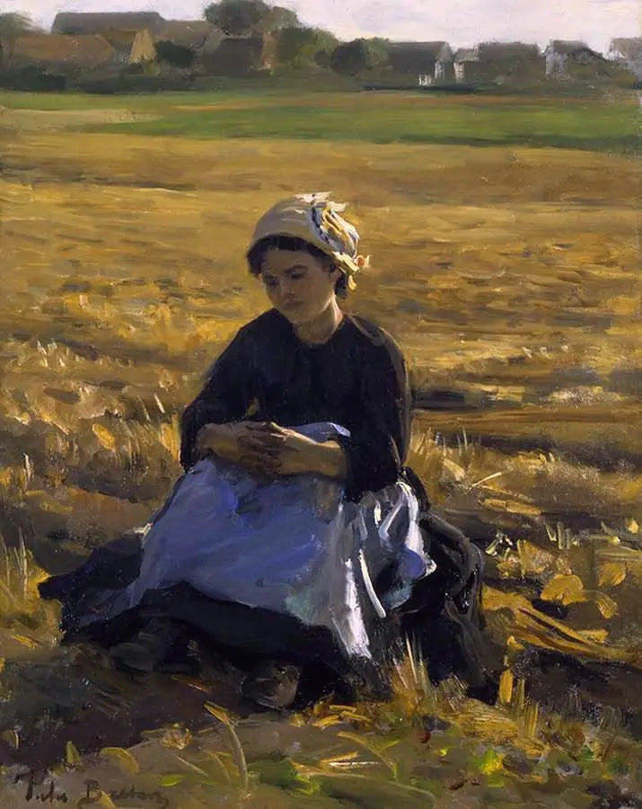 Pequeño recolector sentado en el campo - Jules Breton