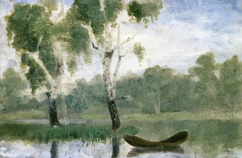 Pequeño lago con barco - Edvard Munch