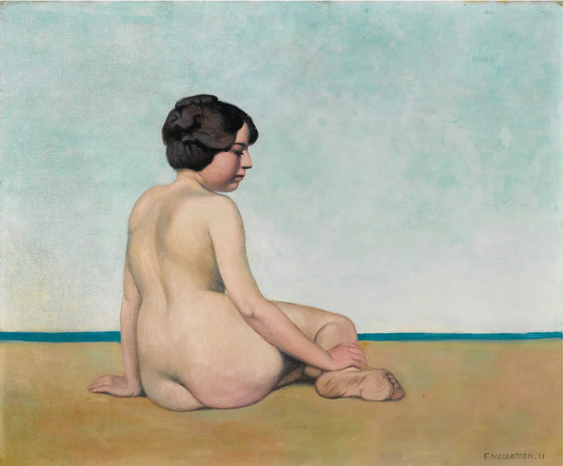 Pequeña bañista sentada en la arena - Félix Vallotton