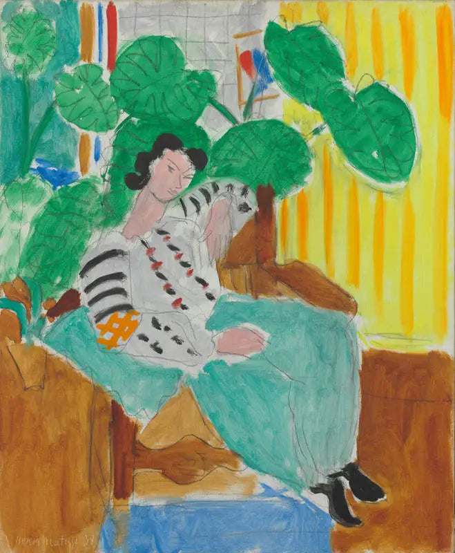 Reproduction du tableau « Petite Blouse roumaine au feuillage - Henri Matisse » par Alpha Reproduction en peinture à l’huile