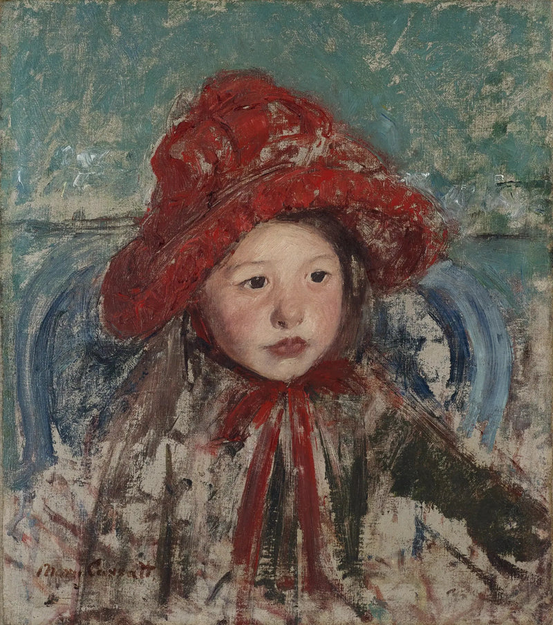 Niña pequeña con gran sombrero rojo - Mary Cassatt
