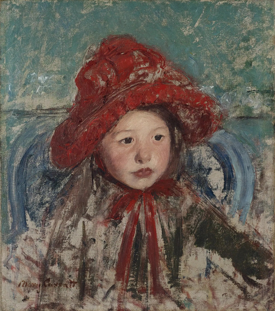 Niña pequeña con gran sombrero rojo - Mary Cassatt