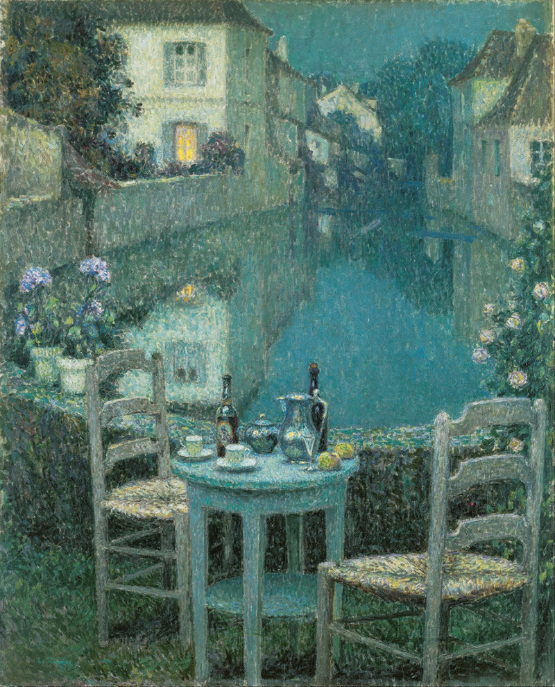Pequeña mesa en el crepúsculo de la tarde - Henri Le Sidaner