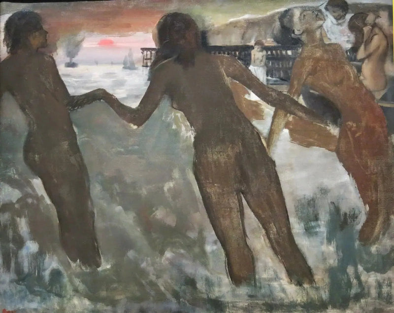 Pequeñas campesinas lavándose en el mar hacia la tarde - Edgar Degas
