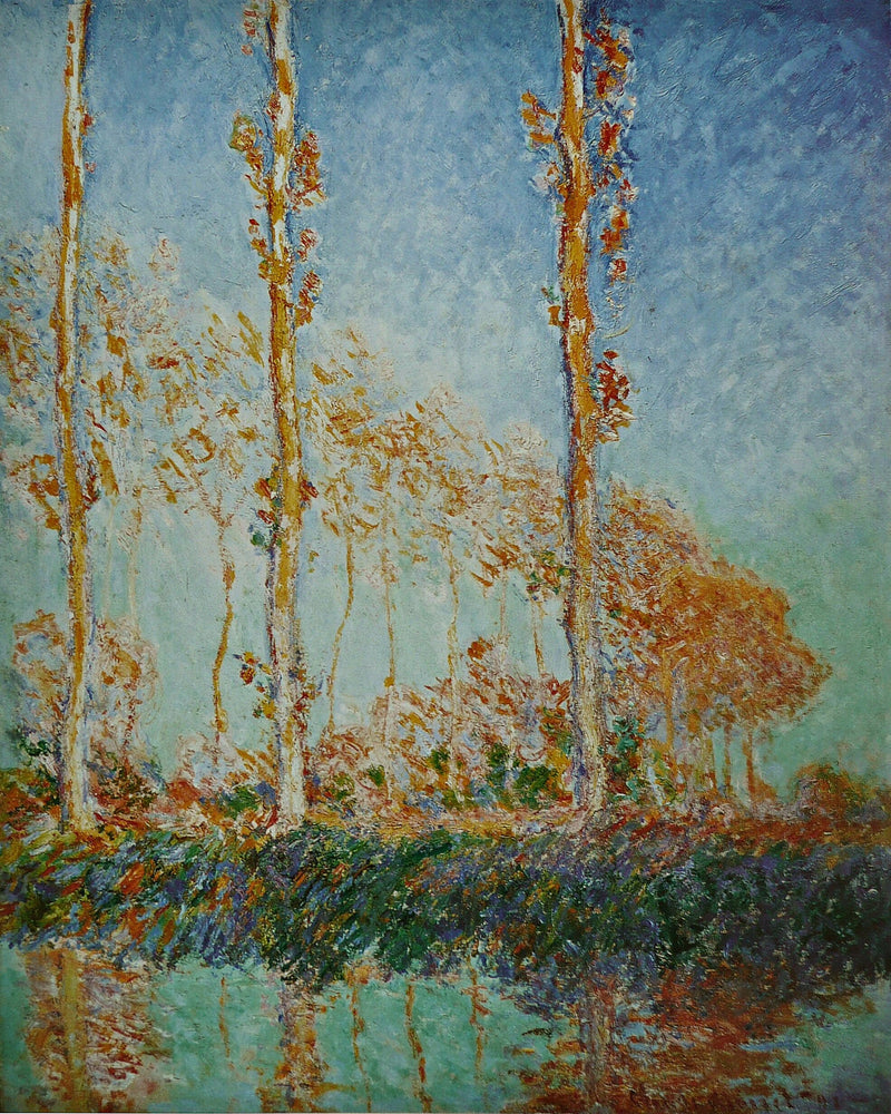 Los Álamos, tres árboles rosas, otoño - Claude Monet