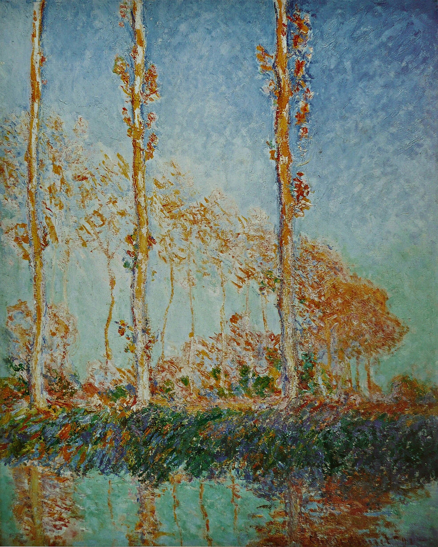 Los Álamos, tres árboles rosas, otoño - Claude Monet