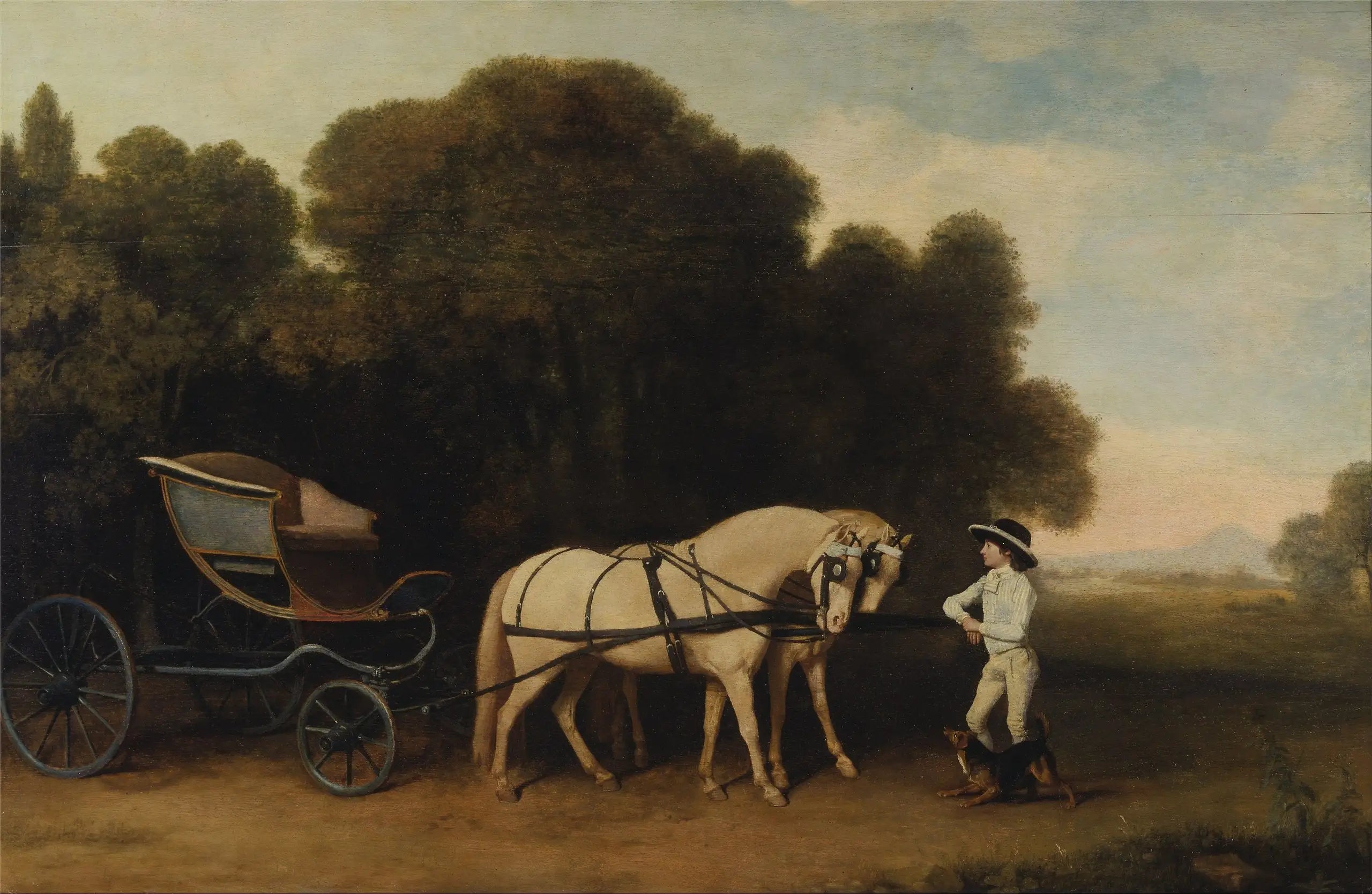 Phaéton avec une paire de poneys crème et un garçon d’écurie - George Stubbs - Alpha Reproduction