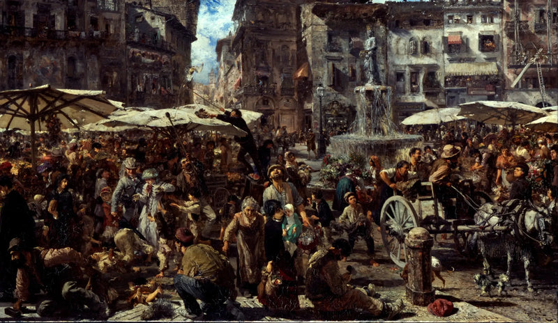 Piazza d'Erbe en Verona - Adolph von Menzel