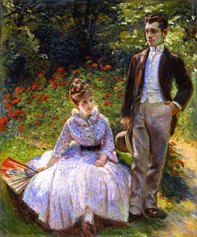 Pierre y su tía Louise en el jardín - Marie Bracquemond