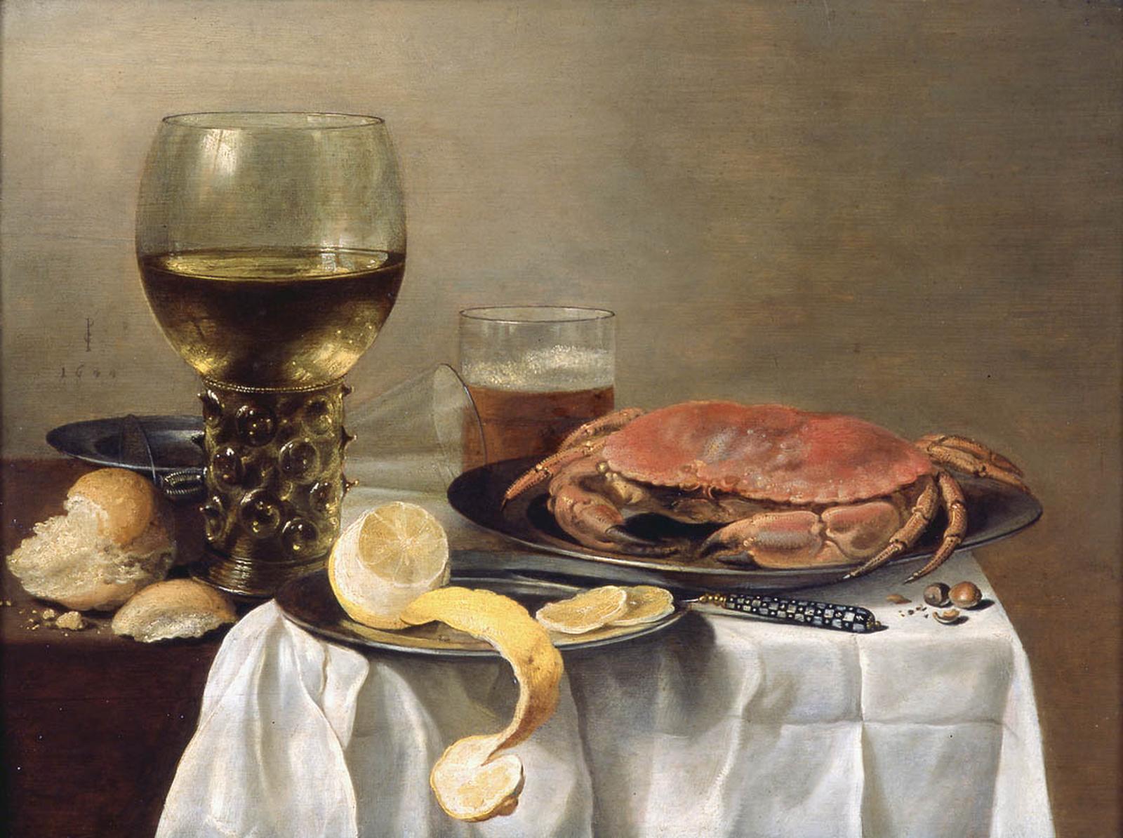 Nature morte avec crabe, fruits et verre - Pieter Claesz