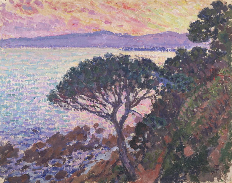 Sombrilla en la orilla del mar - Théophile van Rysselberghe