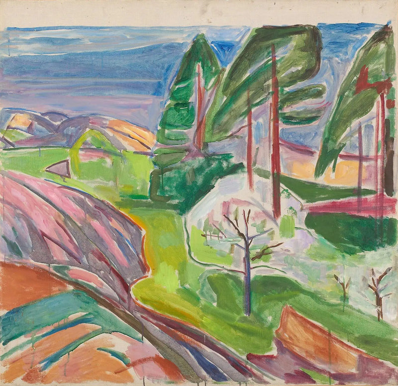 Pinos y Árboles frutales en flor - Edvard Munch