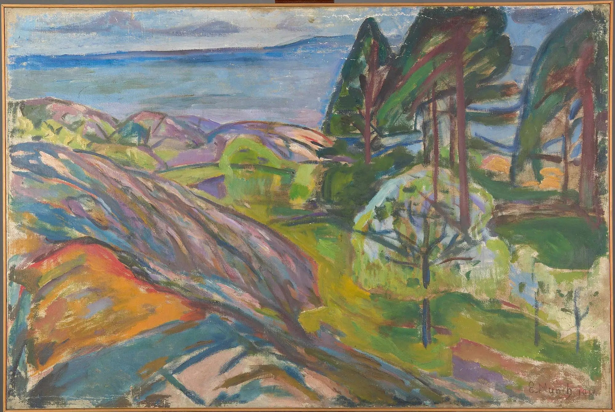 Reproduction du tableau « Pins et Arbres fruitiers en fleur - Edvard Munch » par Alpha Reproduction en peinture à l’huile