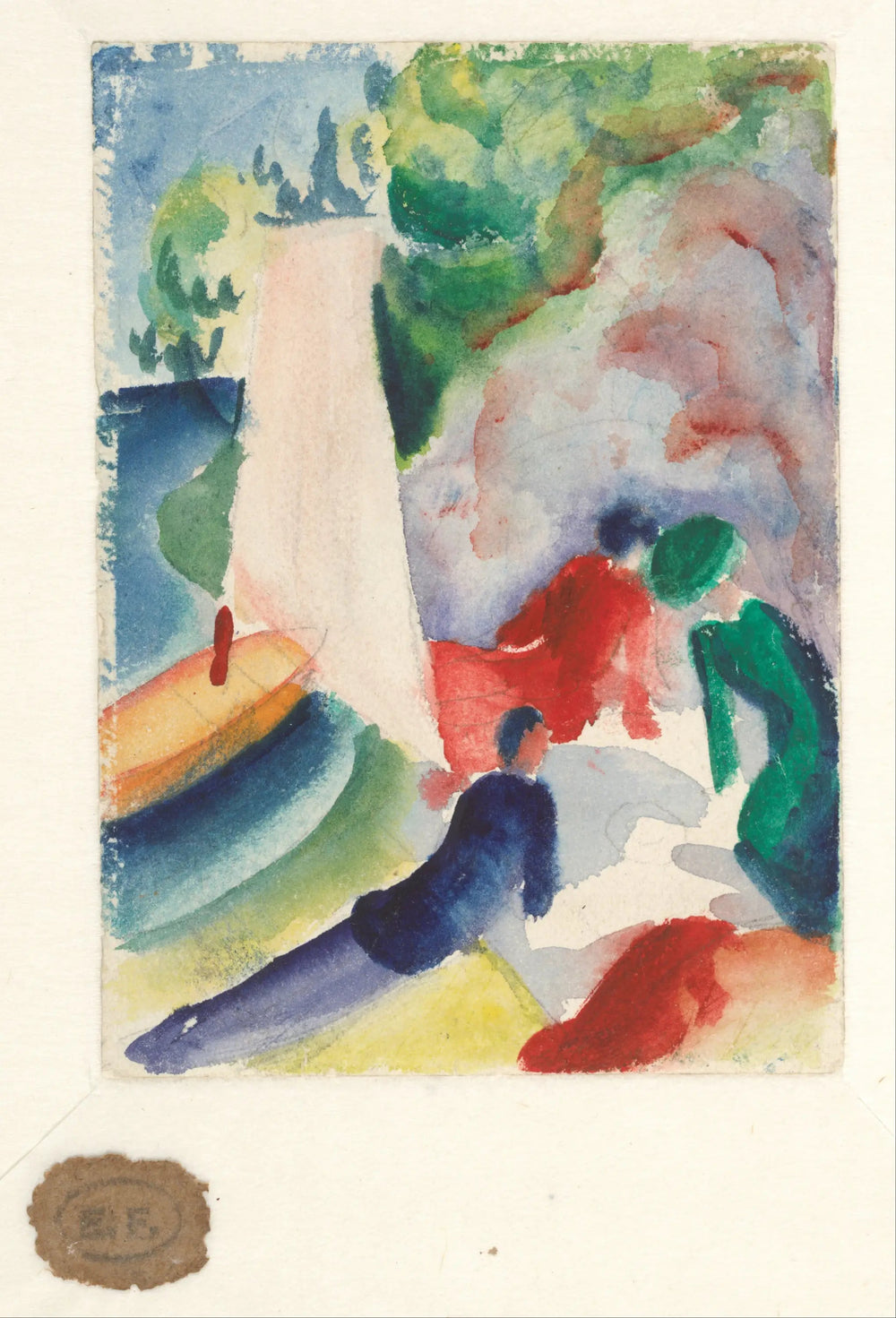 Pique-nique sur la plage - August Macke image 1 copie peinte à la main à l’huile