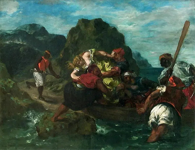 Piratas africanos secuestrando a una joven - Eugène Delacroix