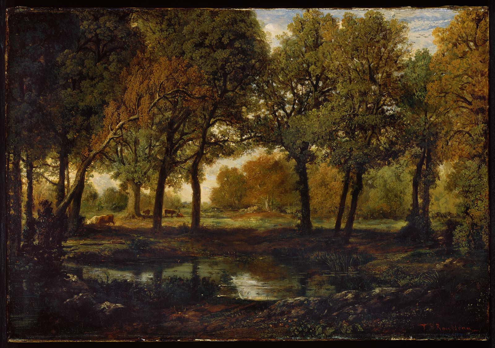 Piscine dans la forêt - Théodore Rousseau image 1 reproduction de peinture à l’huile