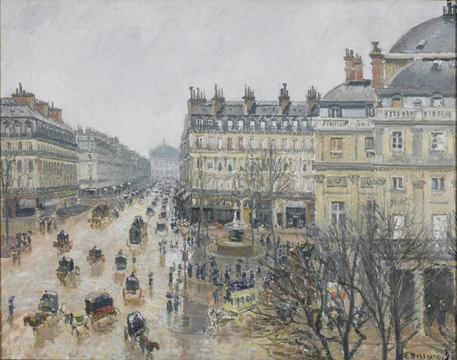 Plaza del Teatro Francés: efecto de lluvia - Camille Pissarro