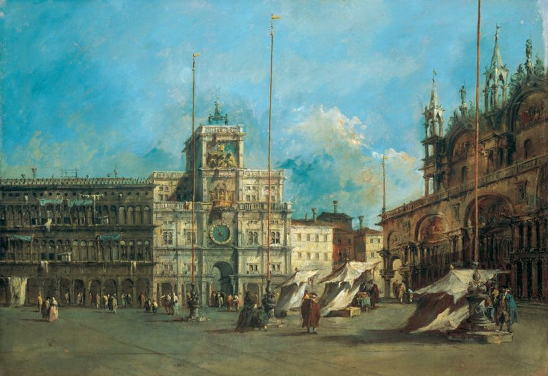 Lugar de San Marcos en Venecia con la Torre del Reloj - Francesco Guardi