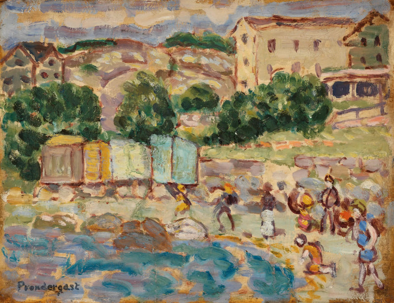 Playa y pueblo - Maurice Prendergast