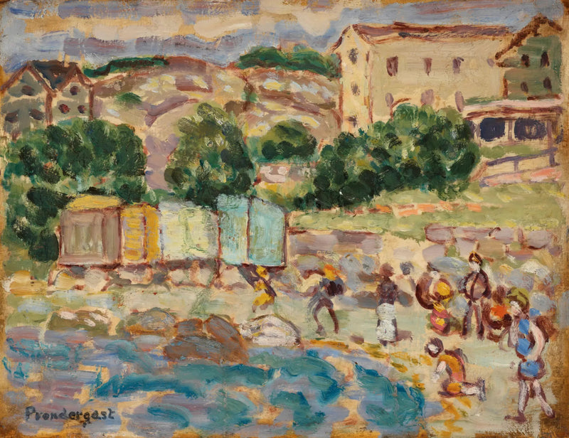 Playa y pueblo - Maurice Prendergast