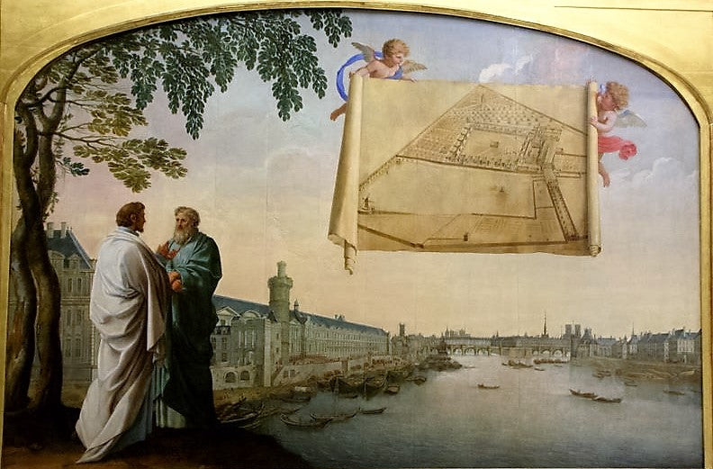 Plano de la cartuja de París llevado por dos ángeles - Eustache Le Sueur