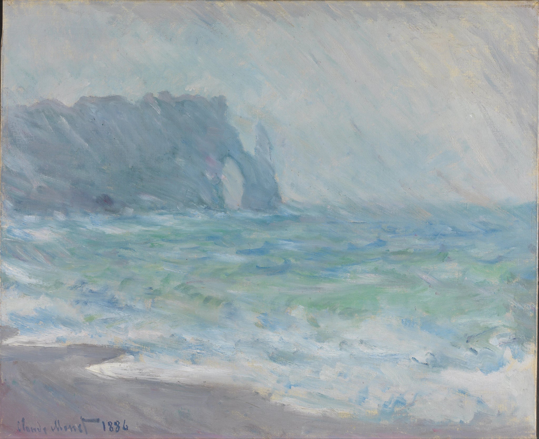 Pluie à Étretat W1044 par Claude Monet, Nasjonalmuseet Oslo