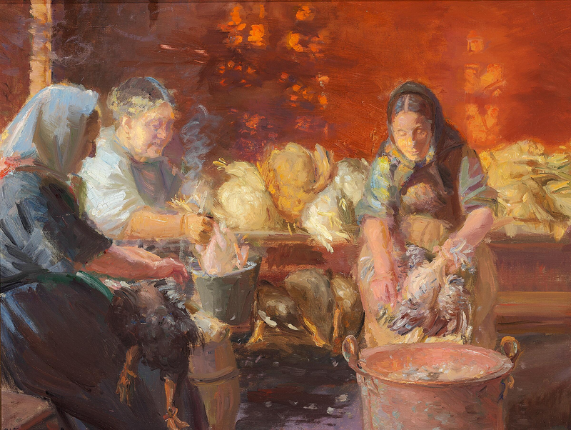 Desplumando las gallinas. - Anna Ancher