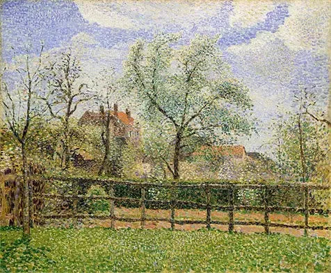 Perales en flor en Eragny, mañana - Camille Pissarro
