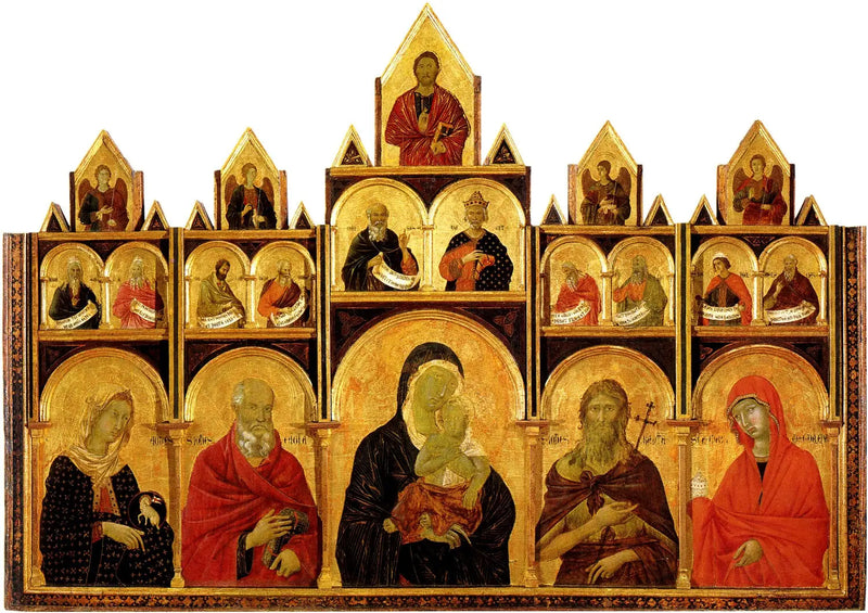 Políptico de la Virgen con el Niño con santos - Duccio di Buoninsegna