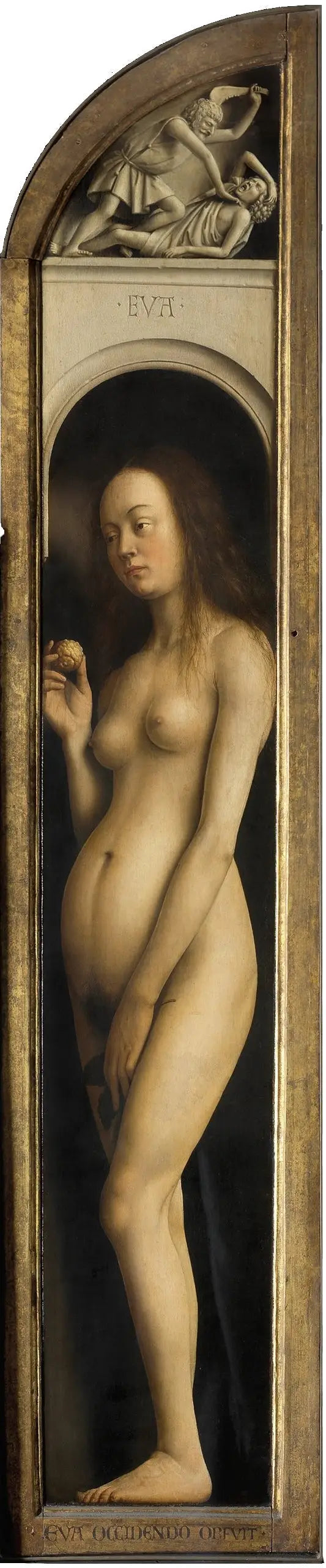 Políptico: panel exterior izquierdo: rostro. Vigilia. - Jan van Eyck